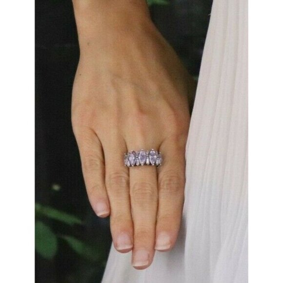 Sterling Silver Purple and White CZ Ring Size 7 1/4 - Picture 2 of 8